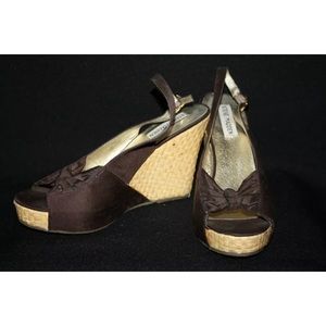 Steve Madden brown peep toe wedge sandal
